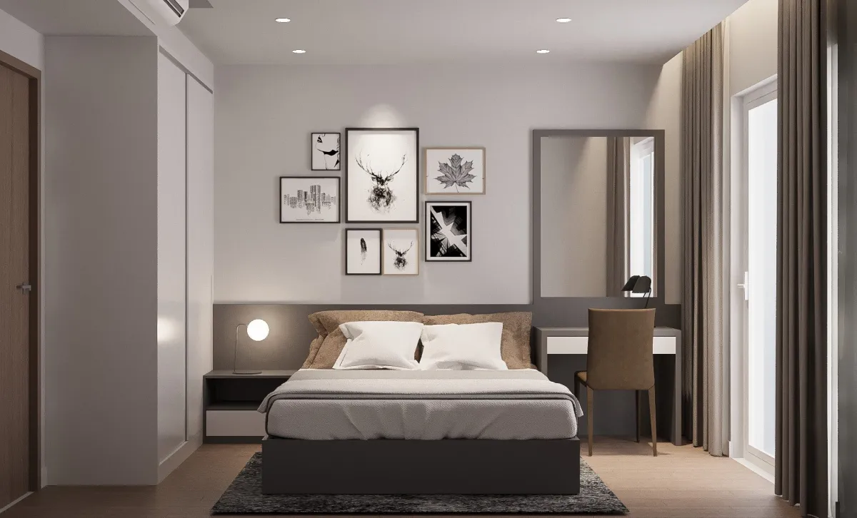 Phối cảnh phòng ngủ căn hộ Sunrise Cityview