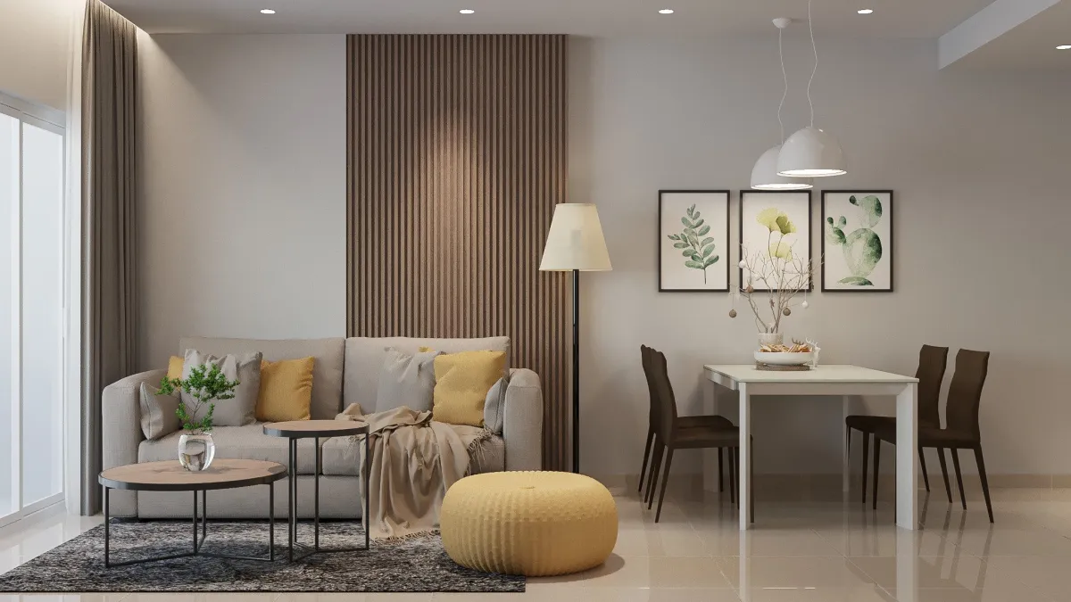 Phối cảnh phòng khách căn hộ Sunrise Cityview